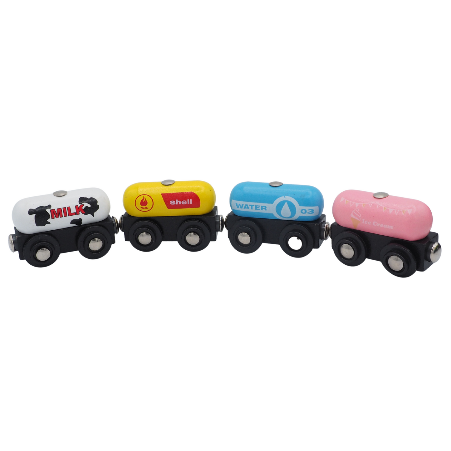 4 Pack of Wooden Tenders for Wooden Train Track