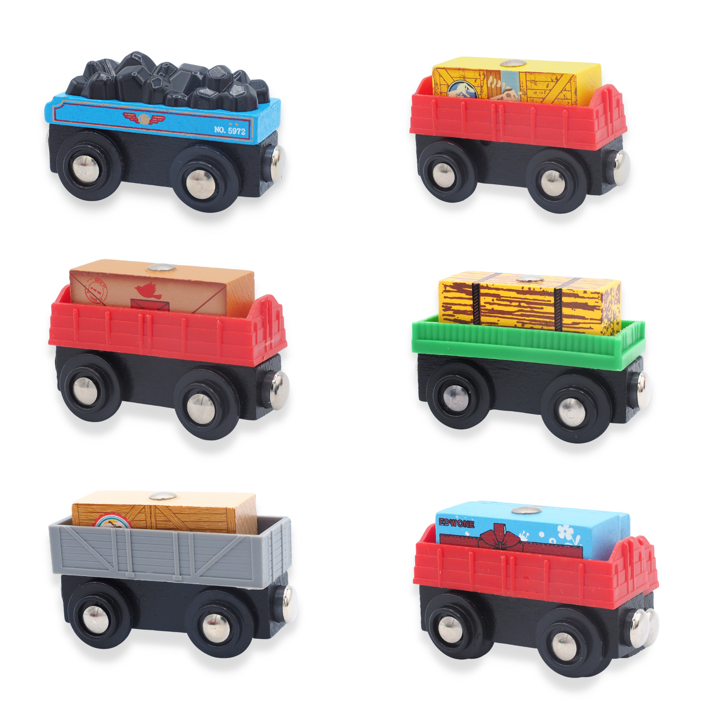 6 pack of Wooden Tenders for Wooden Train Tracks