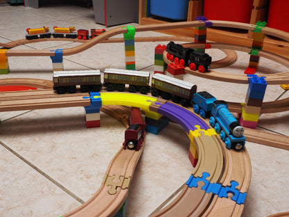 Wood Train Track Dual Railway Brio Duplo Connectors Full Set | Thomas, Ikea, Imaginarium, Melissa & Doug | Creative Holiday Gifts for Kids