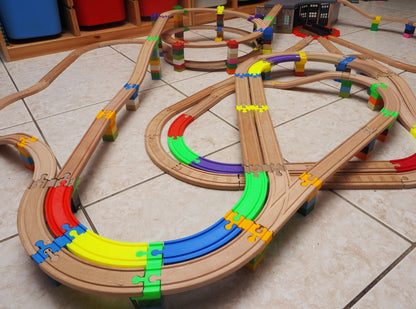 Wood Train Track Dual Connector Set | Brio Duplo Thomas Ikea Raisers, Wood Toy,  Christmas Present, Creative Holiday Gift for Kids